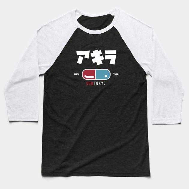 NEO TOKYO 1988 |  ネオ東京都  Japanese Varsity Design - Magic Pill Baseball T-Shirt by SALENTOmadness